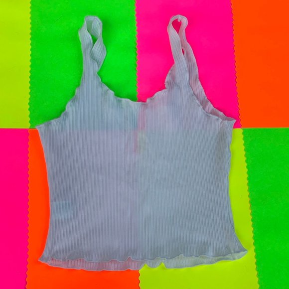 White Lettuce Hem Tank Top - Picture 2 of 4